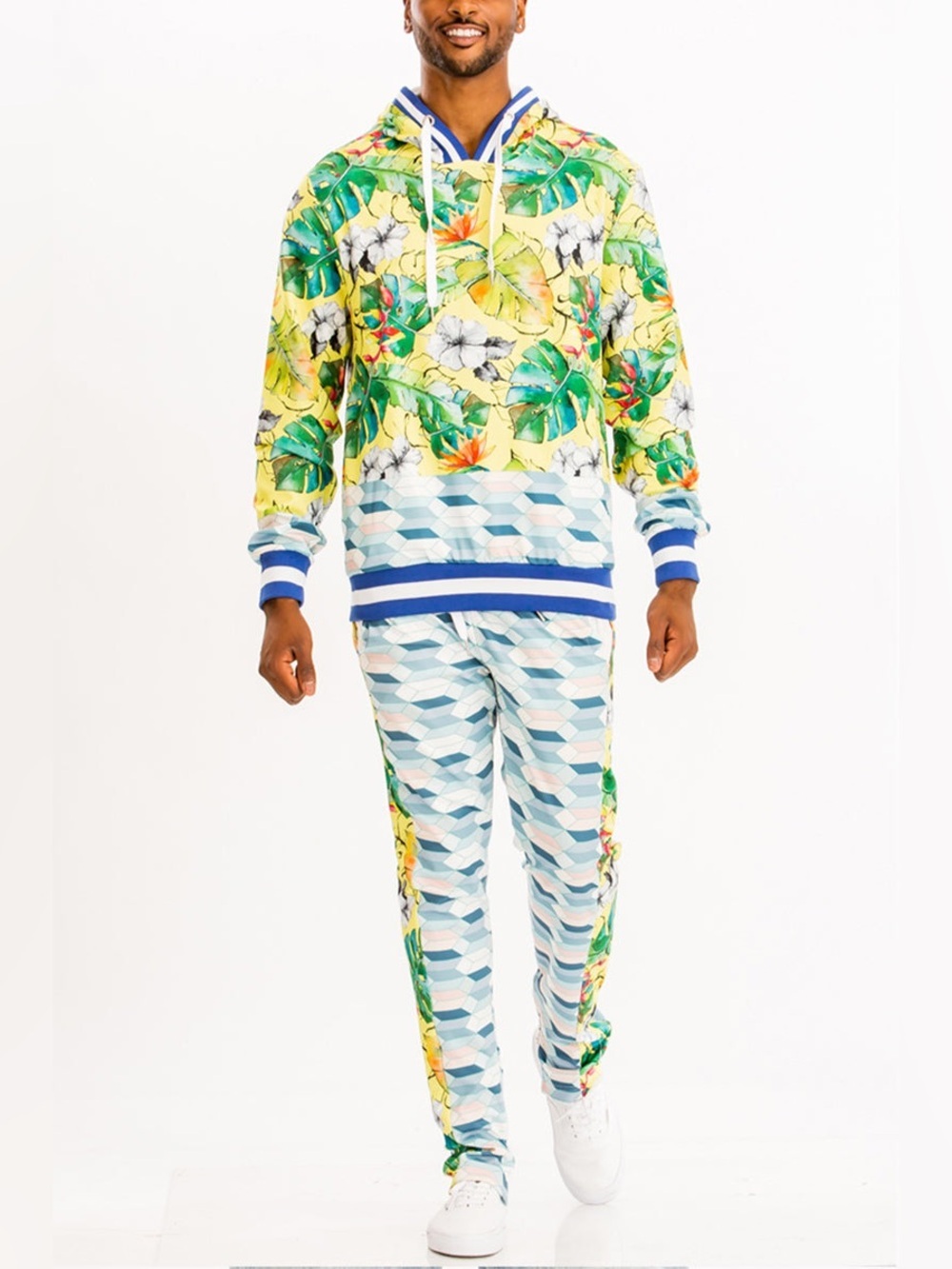 WEIV | Tropical Print Hoodie & Jogger Set
